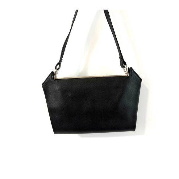 Vintage Lodis Black Shoulder Purse Bag Clip Closure Coin Mod Elegance Chic Retro - Picture 2 of 5